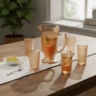 Jogo Jarra 1L c/ 6 Copos 265ml de Vidro Lila Âmbar Hauskraft