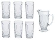 Jogo Jarra 1L com 6 Copos Vidro 270ml Curves - Bon Gourmet