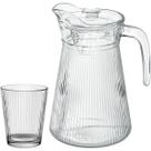 Jogo jarra 6 copos home&co tampa acrilico vidro 1,6l/250ml transparente