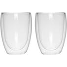 Jogo Kit 2 Copos Vidro Parede Dupla Minimalista 340ml
