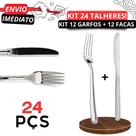 Jogo Kit 24 Talheres Inox para Cozinha 12 Garfos 12 Facas TalheresPara Casa Restaurantes
