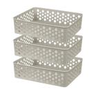 Jogo Kit 3 Cestos Multiuso Empilhável Organizador Médio 24,2x19 Lavanderia Prático Versátil Decorativo