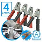 Jogo Kit 4 Garra Jacaré Bateria Chupeta Clip Cabo Suporte 100A Emborrachado