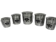 Jogo Kit 5 Latas Porta Mantimento em Aluminio Cor:Polido