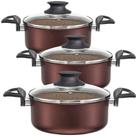 Jogo Kit Caçarolas Panelas 3 Peças - Dolce Tampa de Vidro Antiaderente Telfon