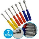 Jogo Kit Chave Canhão Sextavada 5 á 11mm 7 Peças Ferramentas Profissional Aço Carbono Cabo Colorido