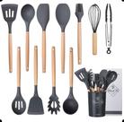 Jogo kit com 12 peças Utensílios de Cozinha em Silicone Resistente, Antiaderrente