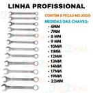 Jogo Kit De Chave Combinada Aço Carbono 6 À 22mm 12 Peças Jogo Kit De Chave Combinada Aço Carbono 6 À 22mm 12 Peças