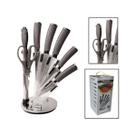 Jogo Kit Facas Inox E Suporte Giratório 7pçs Gourmet Cozinha