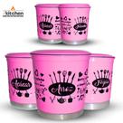 Jogo Kit Lata Porta Mantimento em Aluminio Rosa com Nome