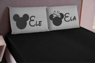 Jogo lençol 03 peças queen ele ela cinza preto Jogo lençol 03 peças queen ele ela cinza preto