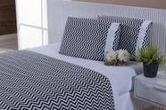 Jogo Lençol 4 Peças Cama Viúva Percal 150 Fios Branco estampa Chevron