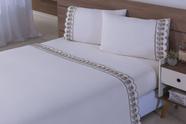Jogo Lençol 4 Peças Cama Viúva Percal 200 Fios Bordado Richileu CAQUI
