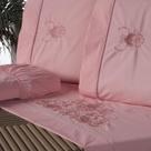Jogo Lençol Casal Bordado Crivo 4 Peças 100% Algodão 200 Fios