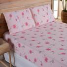Jogo Lençol Casal Estampado Elástico Malha 100% Algodão Cor:Floral Rosa Fundo Claro