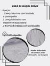 Jogo Lençol King Bordado Crivo 4 Peças 100% Percal 200 Fios