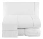 Jogo Lençol Percal 200 Fios Ponto Palito Cama Queen 4pçs Branco