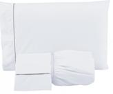 Jogo Lençol Percal 400 Fios Ponto Palito Cama Casal 3 peças Branco