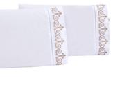 Jogo lençol quarto casal king bordado 3 peças branco caqui Jogo lençol quarto casal king bordado 3 peças branco caqui