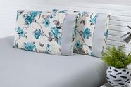 Jogo Lençol Solteiro 2 Peças (1,90x0,90x40cm) 180 Fios Floral Cinza c/ Barrado Cinza