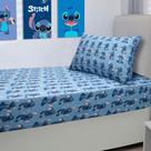 Jogo Lençol Stitch Blue 2 Peças Com Elástico Menina Menino