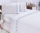 Jogo lençol Veneza quarto casal Queen bordado 4 peças