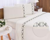 Jogo lençol Veneza quarto casal Queen bordado 4 peças Jogo lençol Veneza quarto casal Queen bordado 4 peças