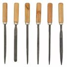 Jogo Lima Agulha Kit 6 Com Cabo Madeira Afiar Triangular Redonda Multiuso Ourives Reparo