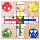 Jogo Ludo com tabuleiro de madeira