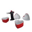 Jogo maçarico em aço com 4 bowls de porcelana hotery 5 peças Jogo maçarico em aço com 4 bowls de porcelana hotery 5 peças