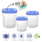 Jogo Mantimento 3 peças Tampa Rosca, Pote Transparente BPA FREE Alimentos