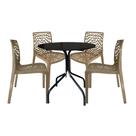 Jogo Mesa 80X80 Preta Com 4 Cadeiras Gruvyer Cafeteria Doceria Jantar