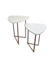 Jogo Mesa Apoio Retro Lateral Off White MDF Pé Rose Gold Jogo Mesa Apoio Retro Lateral Off White MDF Pé Rose Gold