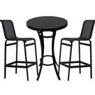 Jogo Mesa Bistrô com 2 Banquetas de Alumínio e Tela Sling Área Externa Gourmet Cozinha Varanda