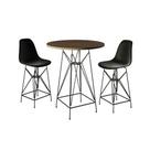 Jogo Mesa Bistrô Eames Amêndoa 60Cm 2 Banquetas Preta Base Ferro Preto - Cor: Amendoa