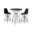Jogo Mesa Bistrô Eames Amêndoa 60cm 2 Banquetas Preta Base Ferro Preto