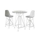 Jogo Mesa Bistrô Eames Branca 60Cm 2 Banquetas Branca Base Ferro Branco - Cor: Branco