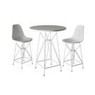 Jogo Mesa Bistrô Eames Branca 60cm 2 Banquetas Branca Base Ferro Branco