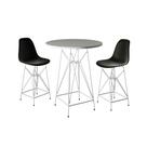 Jogo Mesa Bistrô Eames Branca 60cm 2 Banquetas Preta Base Ferro Branco