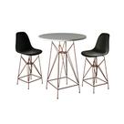 Jogo Mesa Bistrô Eames Branca 60cm 2 Banquetas Preta Base Ferro Cobre