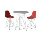 Jogo Mesa Bistrô Eames Branca 60cm 2 Banquetas Vermelha Base Ferro Branco