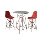 Jogo Mesa Bistrô Eames Branca 60cm 2 Banquetas Vermelha Base Ferro Cobre