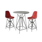 Jogo Mesa Bistrô Eames Branca 60Cm 2 Banquetas Vermelha Base Ferro Preto - Cor: Branco