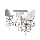 Jogo Mesa Bistrô Eames Branca 60Cm 3 Banquetas Branca Base Ferro Cobre - Cor: Branco Jogo Mesa Bistrô Eames Branca 60Cm 3 Banquetas Branca Base Ferro Cobre - Cor: Branco