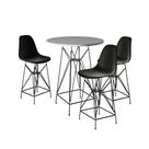 Jogo Mesa Bistrô Eames Branca 60Cm 3 Banquetas Preta Base Ferro Preto - Cor: Branco