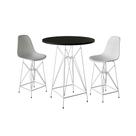 Jogo Mesa Bistrô Eames Preta 60cm 2 Banquetas Branca Base Ferro Branco Jogo Mesa Bistrô Eames Preta 60cm 2 Banquetas Branca Base Ferro Branco