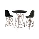 Jogo Mesa Bistrô Eames Preta 60Cm 2 Banquetas Preta Base Ferro Cobre - Cor: Preto