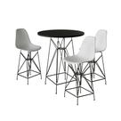 Jogo Mesa Bistrô Eames Preta 60cm 3 Banquetas Branca Base Ferro Preto