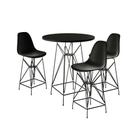 Jogo Mesa Bistrô Eames Preta 60Cm 3 Banquetas Preta Base Ferro Preto - Cor: Preto