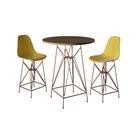 Jogo Mesa Bistrô Eames Tampo Amêndoa 60cm 2 Banquetas Amarela Base Ferro Cobre Jogo Mesa Bistrô Eames Tampo Amêndoa 60cm 2 Banquetas Amarela Base Ferro Cobre